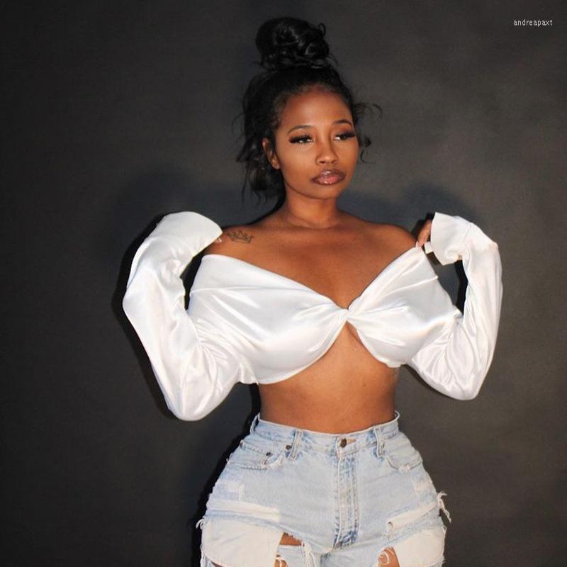 

Women' Blouses White Shirt Women Elegant Off The Shoulder Backless Crop Top Ladies Tops Tshirts Blouse Strapless Wrapped Cross Sexy Blusas