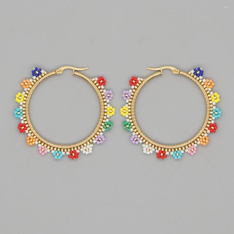 

Hoop Earrings Go2Boho Colorful Daisy Flower Earring Statement For Women Gift Boho Jewelry Handmade Miyuki Beads Pendientes