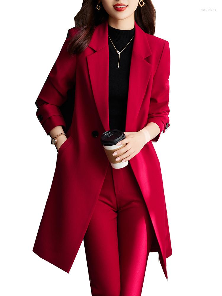 

Women' Two Piece Pants Autumn Winter Women Work Business Wear Pant Suit Red Blue Black Long Blazer Set Female Office Ladies Jacket And, Khaki pant suit