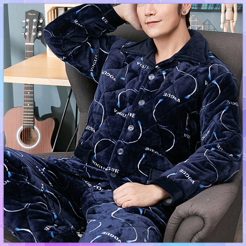 

Men's Sleepwear Plus Size Pajama Man Warm Flannel Winter Thick Pajamas Long Sleeve Casual Fleece 3XL 221201