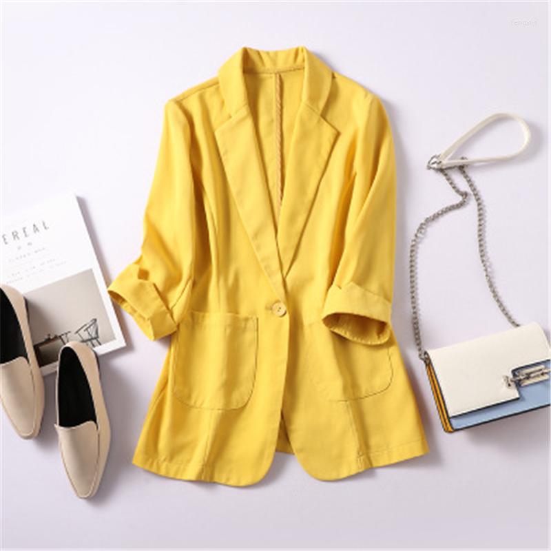 

Women' Suits Short Linen Small Suit Women' 2022 Spring Summer Fashion Style One Button Three-Quarter Sleeves Slim Top Trendy 302, Black