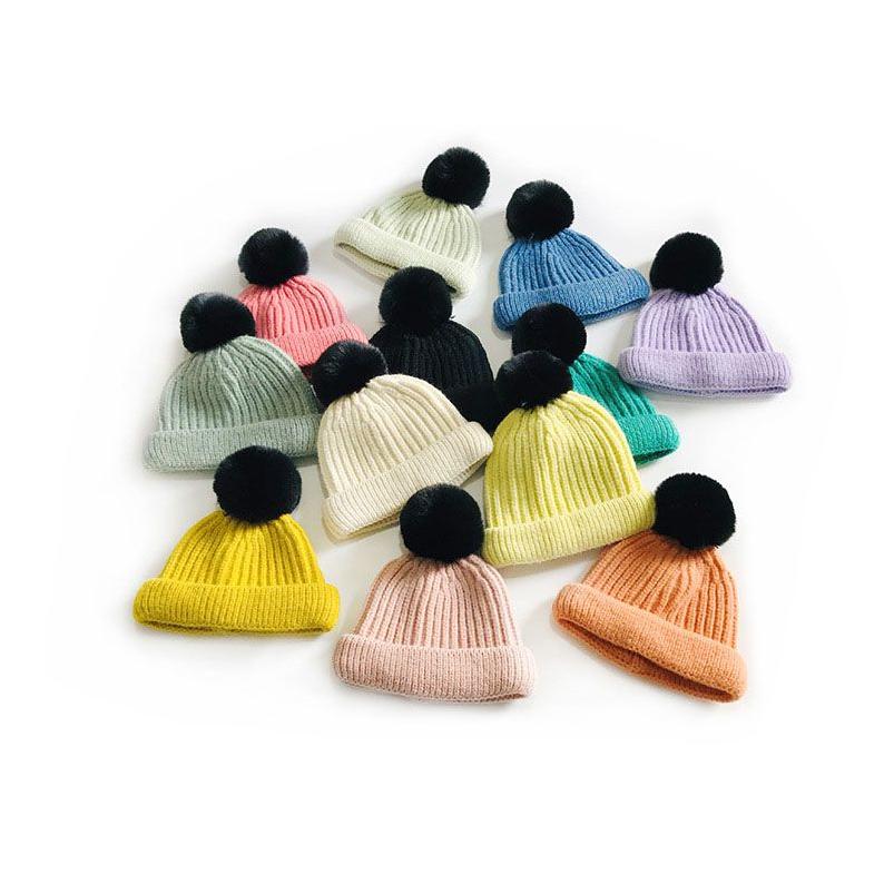 

Beanie/Skull Caps Autumn Winter Adt Knitted Hat Wool Ball Candy Color Caps Man Woman Skl Beanies Warm Hats Drop Delivery Fashion Acc Dhdg6, Black