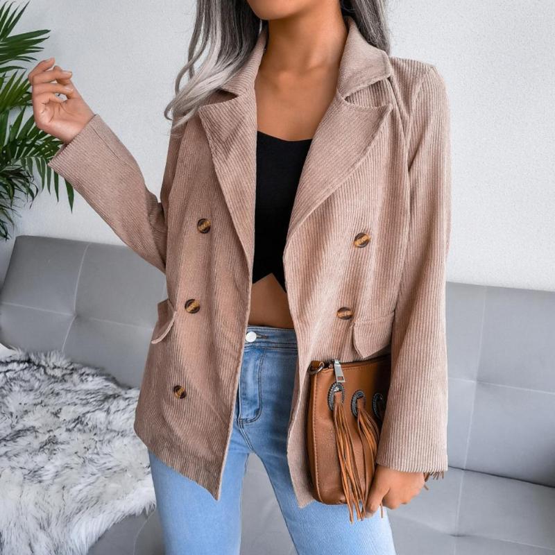

Women' Suits Coat Regular Sleeve Soft Turndown Collar Buttons Lapel, Khaki