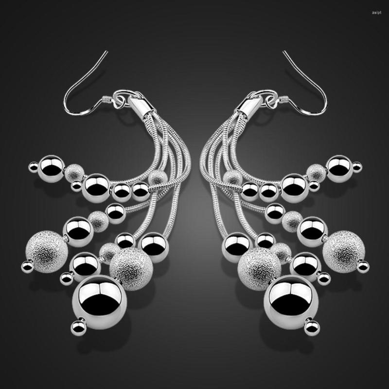 

Dangle Earrings Elegant Fashion 925 Sterling Silver Multilayer Ball Drop Women Long Tassel Hanging Jewelry Gift