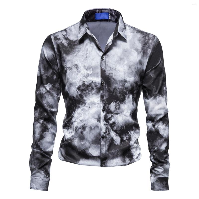 

Men' Casual Shirts Cotton Men' Sleeve Lapel Printed Shirt Fall/Winter Polyester Long Loose Men Big Slipper, Black