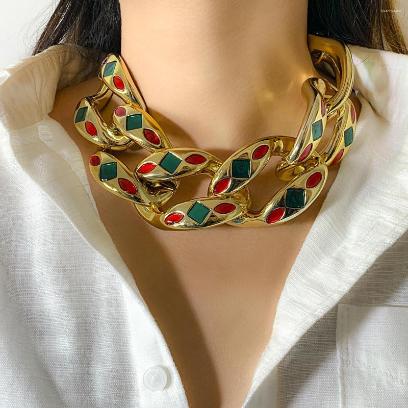 

Choker Punk Geometric Thick Chain Chokers Necklace For Female Exaggerated Personality Charm Short Hip Hop Bar Party Accessories
