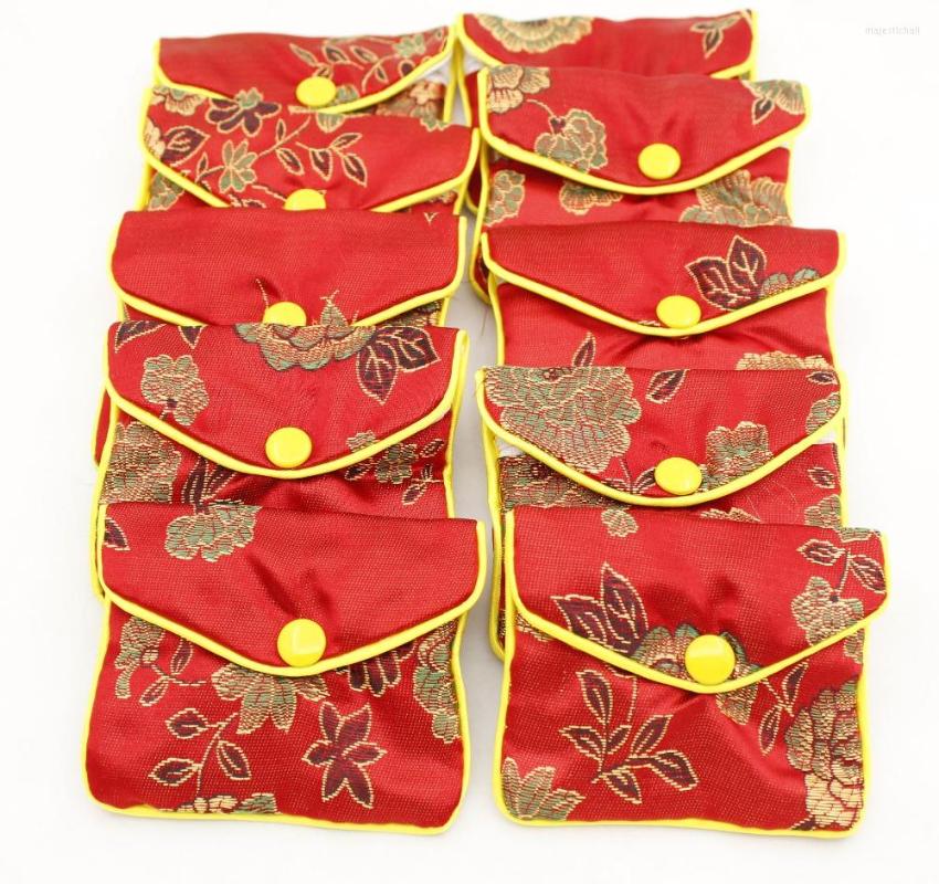 

Jewelry Pouches 12 Pcs Gift Bags Pouch 70mmX80mm Red Man-made Silk SNAP BUTTON