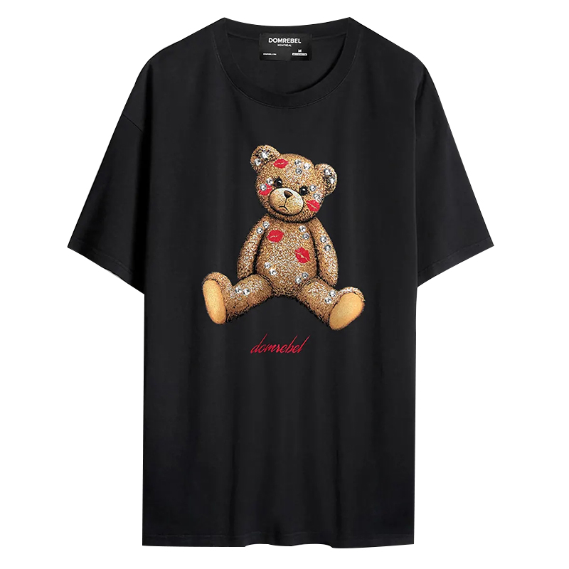

Mens T Shirt Women Summer Leisure Bear Fashion Short Sleeve Crew Neck, White