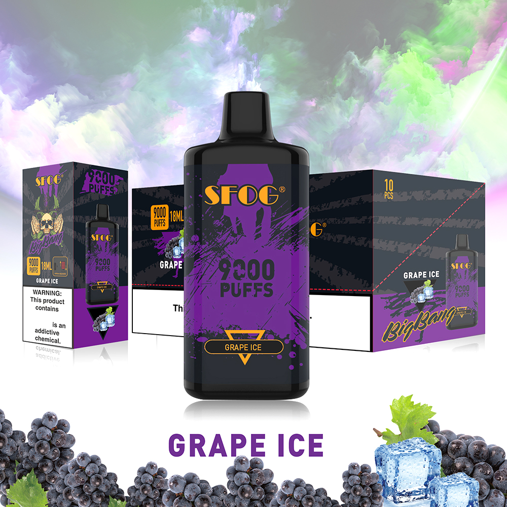 

new original disposable vape SFOG big bang 9000 puffs 12 flavors e cigarette device mesh coil vapes Prefilled 18ml pod 2% rechargeable vape box 12 colors vaporizer pen