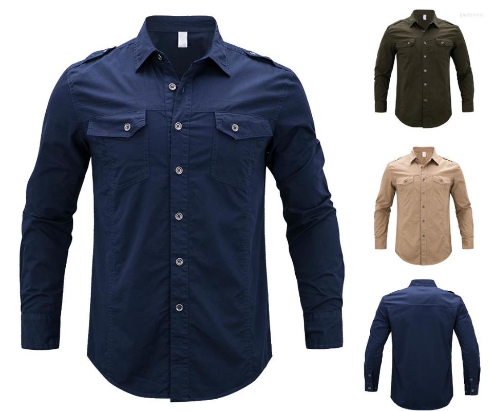 

Men's Casual Shirts 2022 Factory Sale Arrive Military Mens Cotton Long Sleeve Fitted Button Solid Business Leisure, Army green
