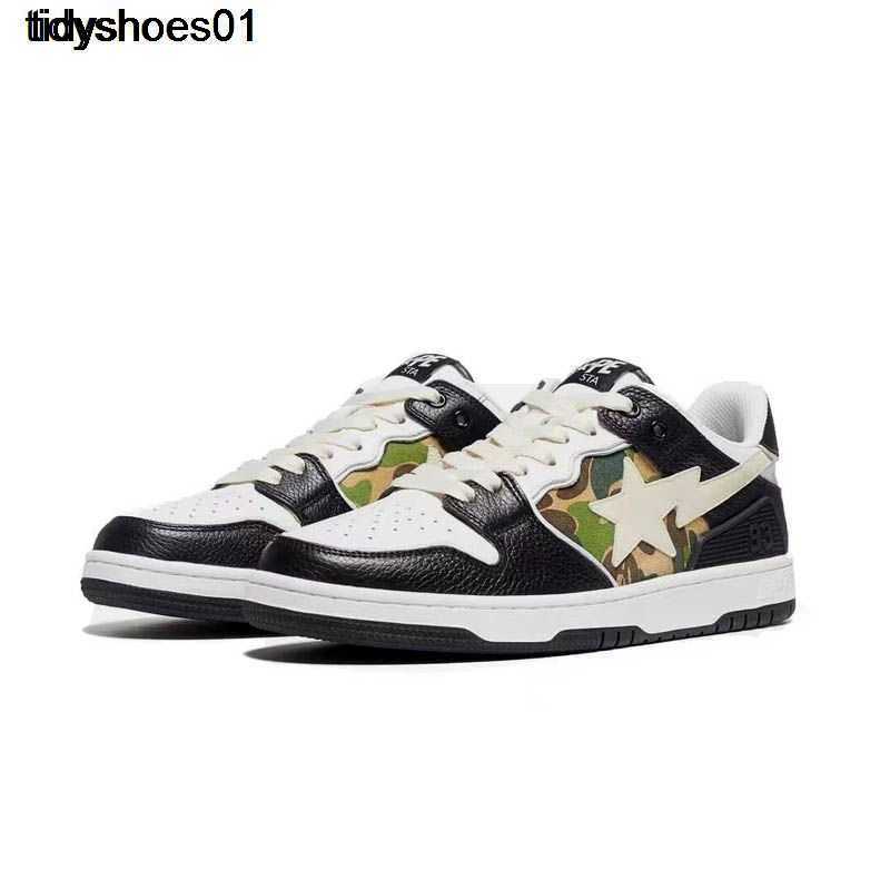 

BAPESTAS SK8 Camouflage Panda Lightning Star Contrast Low top Casual Men's and Women's Grey Purple Vibe Skateboarding Shoes, Black-yellow