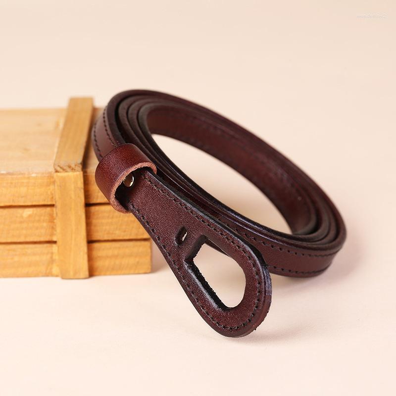 

Belts Luxury Women Thin Cow Genuine Leather Fashion Design Strap Female Nice Quality Original Brand Samll Knot Belt, Black