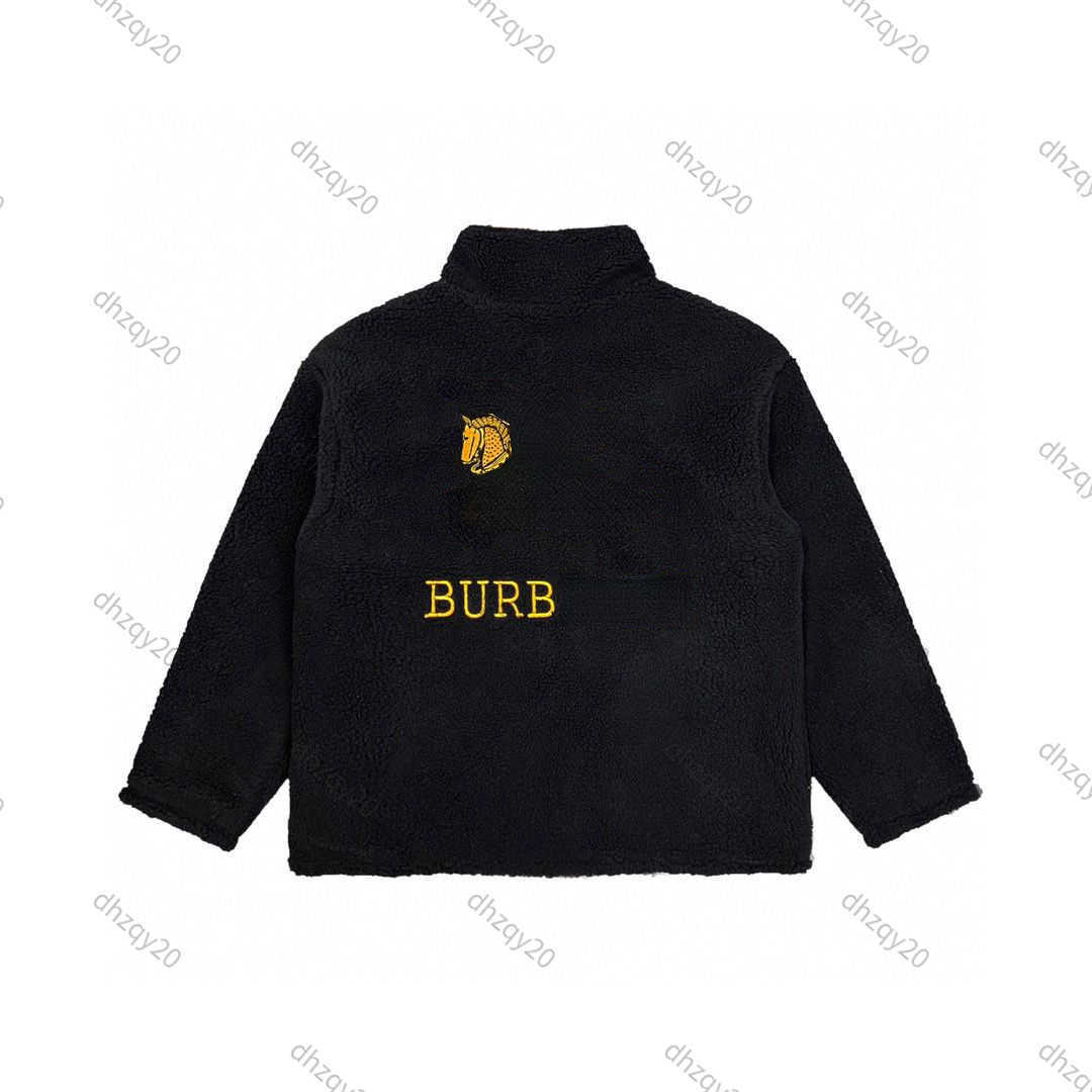 

Bbr fleece jacket designer flannel shirt winter thickened thermal coat men and women's windproof jackets back embroidered letter zipper sweatshirt cold proof parka, Wear white on both sides