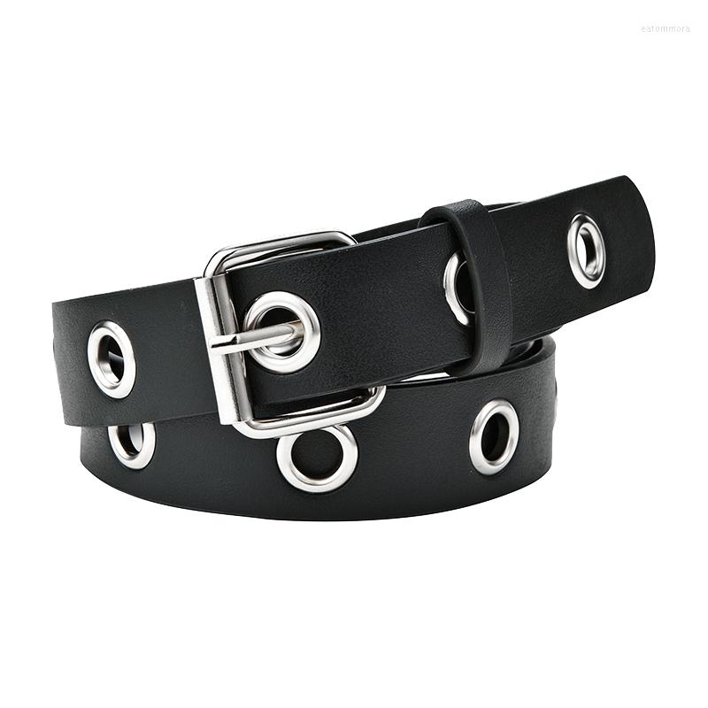 

Belts Fashion Women Belt Hollowed Out Decoration PU Leather Alloy Pin Buckle Punk Style Casual, Black