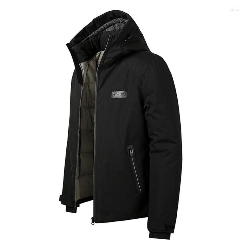 

Men's Down Winter Jacket Men Waterproof Hooded Collar Thick Warm Windbreaker Coat Parkas Homme, Black