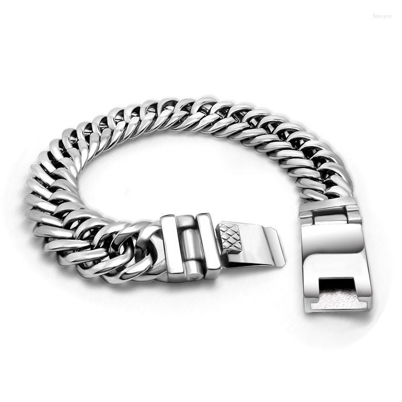 

Link Bracelets Casting Curb Cuban Stainless Steel Bracelet Titanium Smooth Rough Fashion Men's For Men Boyfriend Gift