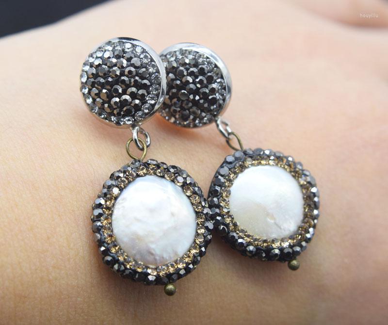 

Stud Earrings Freshwater Pearl Zircon Coin 16-18mm Hook FPPJ Wholesale Beads Nature