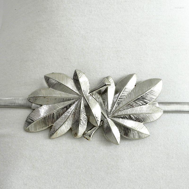 

Belts Women Bridal Skinny Waistband Shape Metal Buckle Glitter Solid Color Elastic Wedding Dress Waist Belt 13MC, Gold