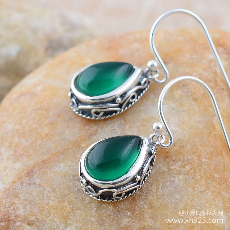 

Dangle Earrings KJJEAXCMY The Little Black Silver 925 Sterling Jewelry Thai Mark Green Agate Eardrop Restoring Ancient Ways