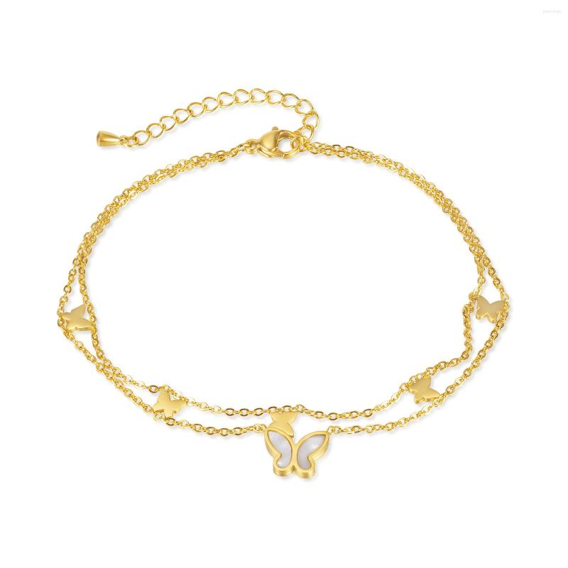 

Anklets 2022 Titanium Steel Niche Design Double Butterfly Stainless Women