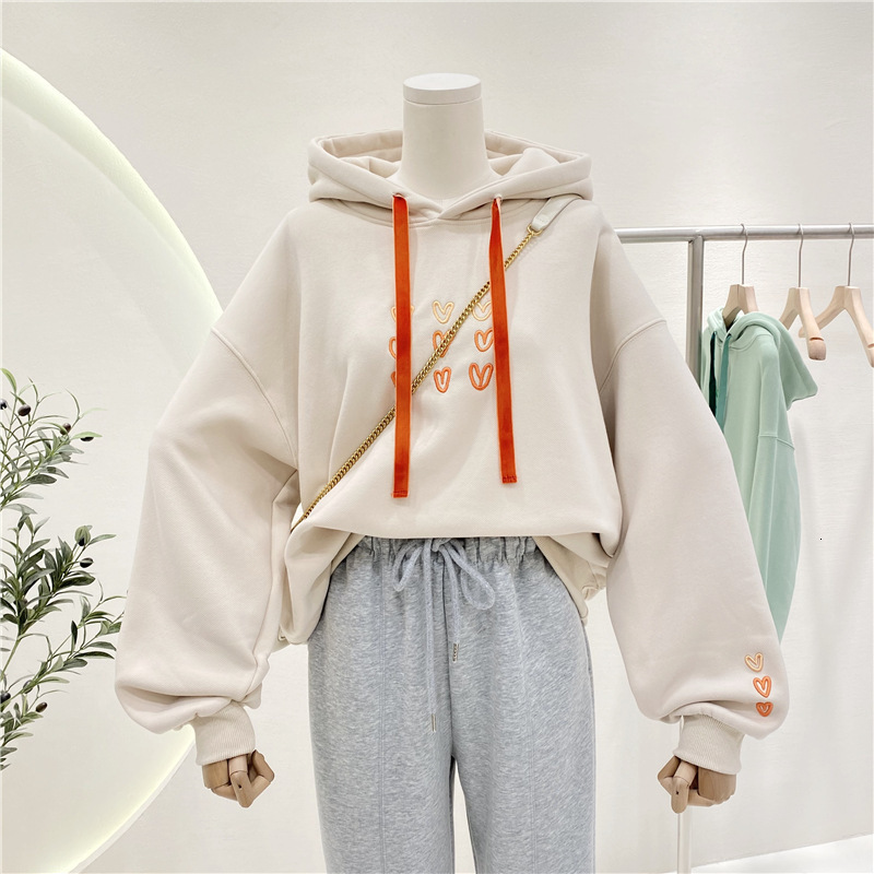 

Women's Jackets OUSLEE Women Hoodie Winter Korean Fashion Sweatshirt Print Letters Harajuku Long Sleeve Plus Velvet Bottoming Pullover Female 221201, Green