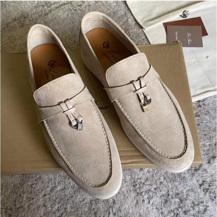 

Embellished Loafers Shoes Flats Dress Shoe Factory Footwear Summer Charms Walk Suede Beige Leather Casual Slip On Luxury Designers Flat Loro Piana men and women46, Purple