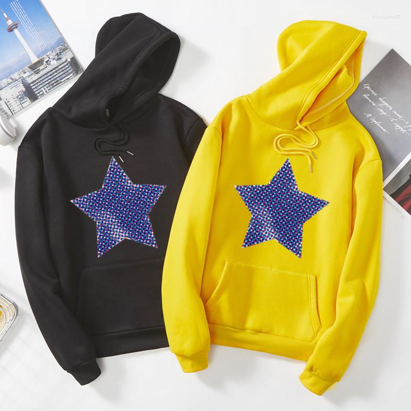 

Women' Hoodies 2022 Hoodie Sweatshirt Spring Autumn Long Sleeve Hooded Pentagram Printing Casual Top Couples Girlfriends Fashion Sportswear, White