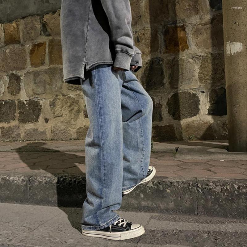 

Men's Pants Simple Men Comfortable Wearing Male Jeans Zip Button Placket Straight Loose Baggy Dress Up, Black