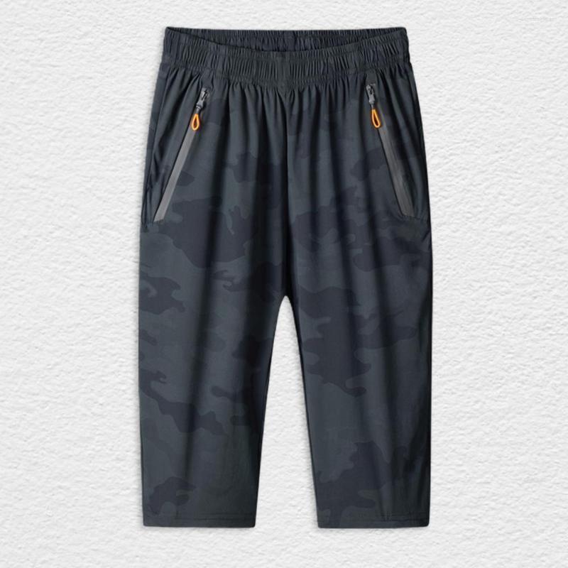 

Men's Pants Fashion Solid Color Breathable Cropped Trousers Straight Nylon Track For Sport, Black