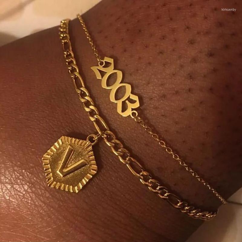 

Anklets A-Z Initials Letter Ankles Bracelet For Women Figaro Chain Anklet Barefoot Beach Accessories Leg Jewelry On-Sale
