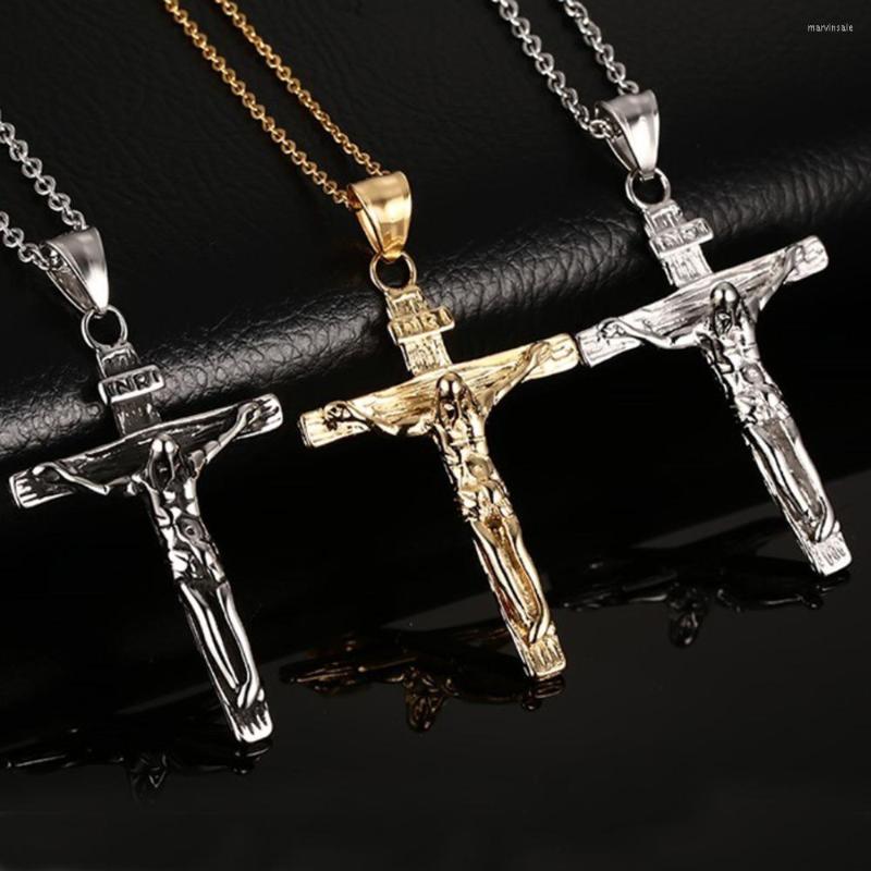 

Chains Jesus Cross Pendant Necklace For Men And Women Christian Accessories Solid Stainless Steel Jewelry Lucky Chain Wholesale Retail