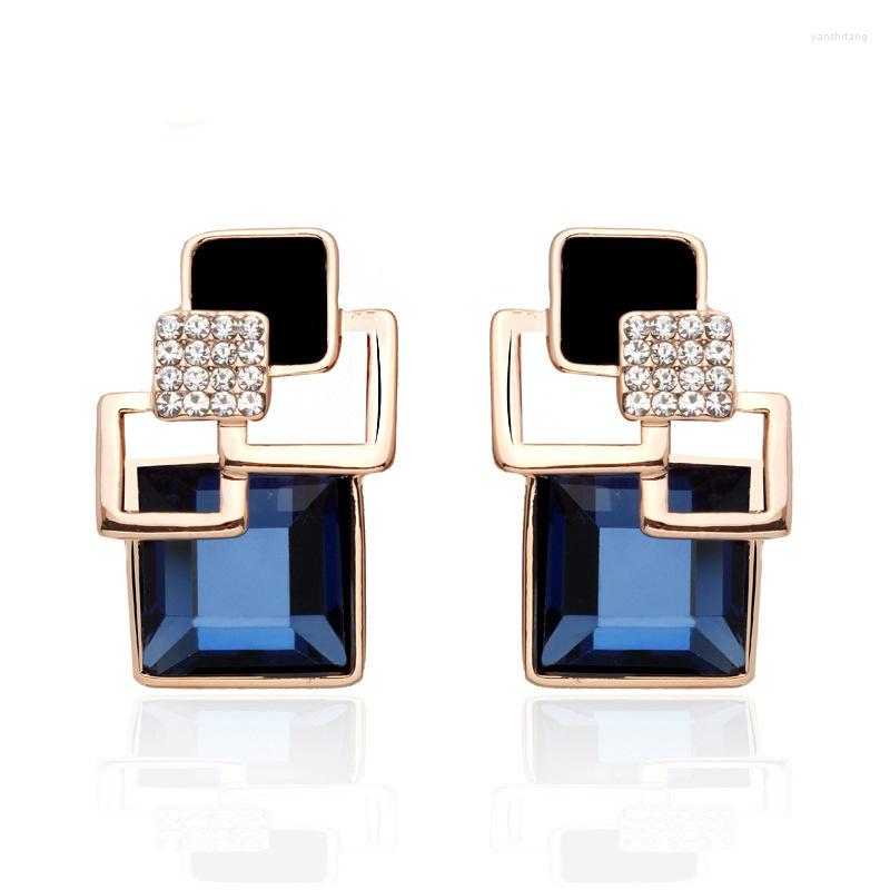 

Hoop Earrings Korean Style Trendy Pure 925 Sterling Silver Square Crystal Temperament Female Jewelry