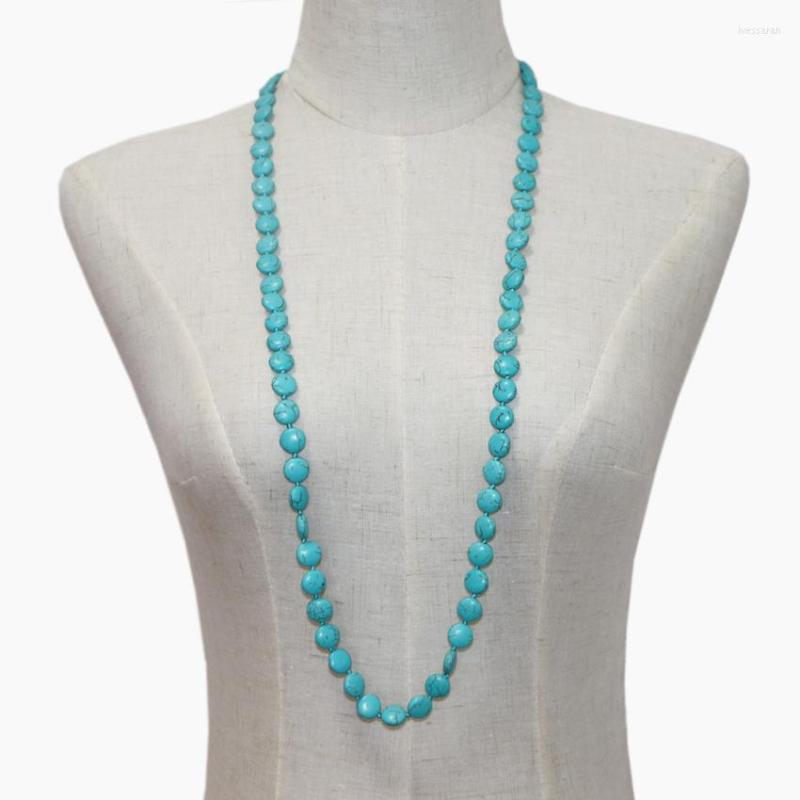 

Chains 2022 Punk Gothic Harajuku Turquoises Stone Chain Hollow Coin Shap Pendant Retro Long Necklaces Jewelry For Women Girls