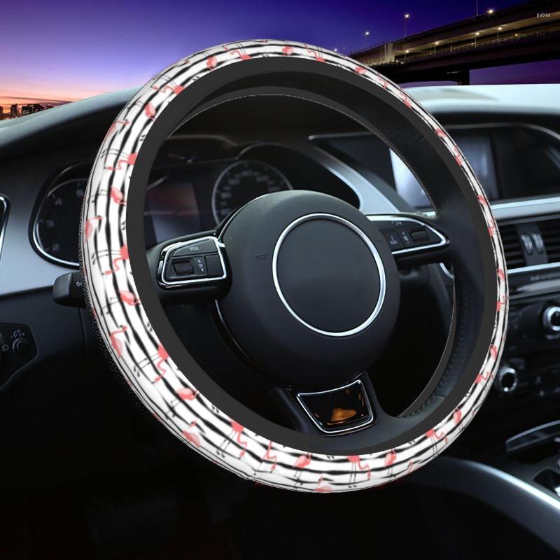 

Steering Wheel Covers Flamingo Seamless Pattern Cover Anti-Slip Protector Universal 14.5-15 Inch Car Accessories