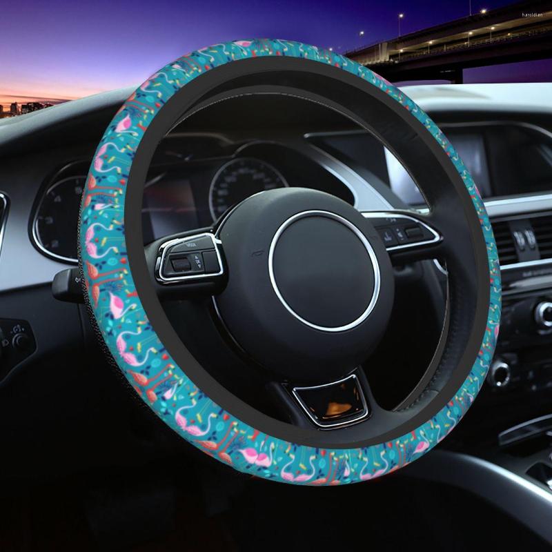

Steering Wheel Covers Beautiful Pattern Lovers Flamingo Cover For Breathable Protector Universal 15 Inch Car Accessories
