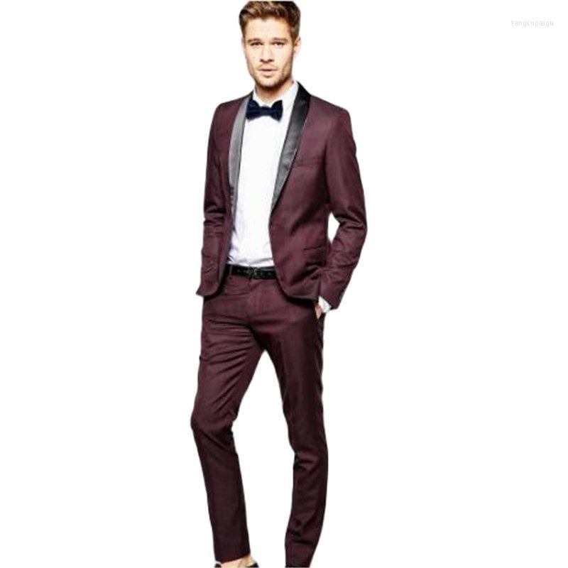 

Men's Suits Burgundy Shawl Lapel Blazer Trousers Men Slim Fit Formal Tuxedo Custom Made Prom Party Wear Male Clothing 2Pc Jacket Pants, Black