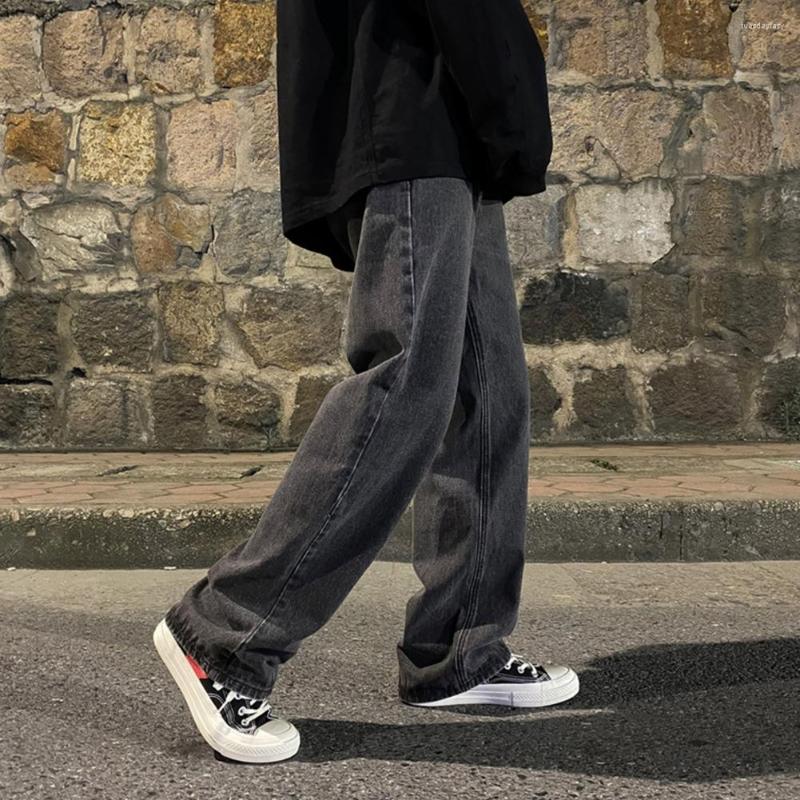 

Men's Pants Male Jeans Wide Leg Anti-pilling Daily Wear Straight Loose Baggy Casual For Home, Black