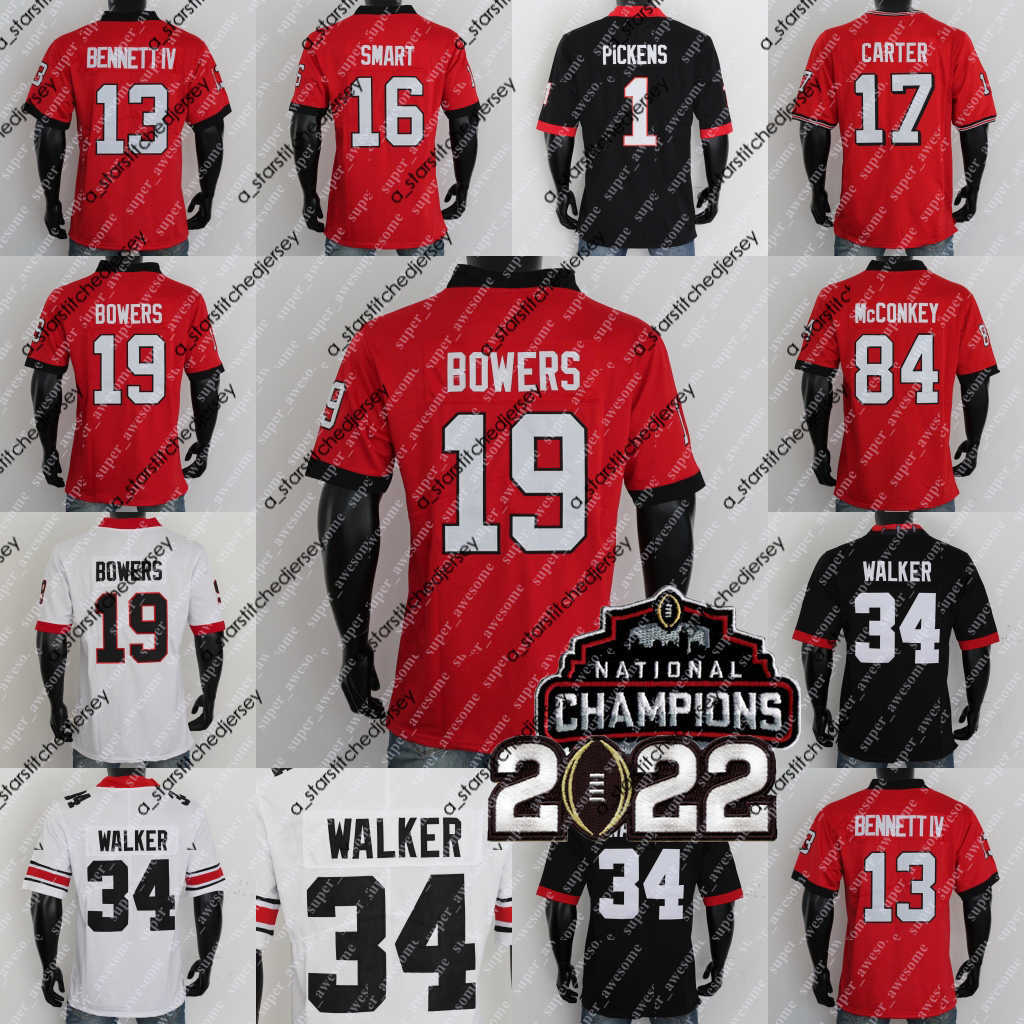 

Football Jerseys Stetson Bennett IV Jersey Brock Bowers Ladd McConkey Malaki Starks Kelee Ringo Kendall Milton Jalen Carter Kearis Jackson Nolan Smith George, White 40th-champions patch