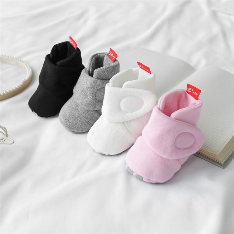 

First Walkers Born Baby Socks Shoes Simple Toddler Boys Girls Booties Cotton Comfort Soft Warm Anti-slip Infant Crib, Black