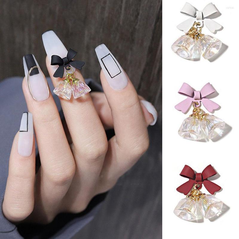 

Nail Art Decorations 2022 3D Jewelry Net Red Crystal Bell Bow Decoration Diamond Color Real Gold Pendant Manicure Ornaments