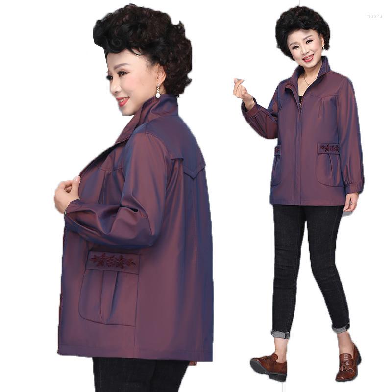 

Women's Jackets Mother's Chic Jacket Women Middle-Aged Elderly Female Coat Tops Spring Autumn Elegant 5XL Casual Outerwear, Blue