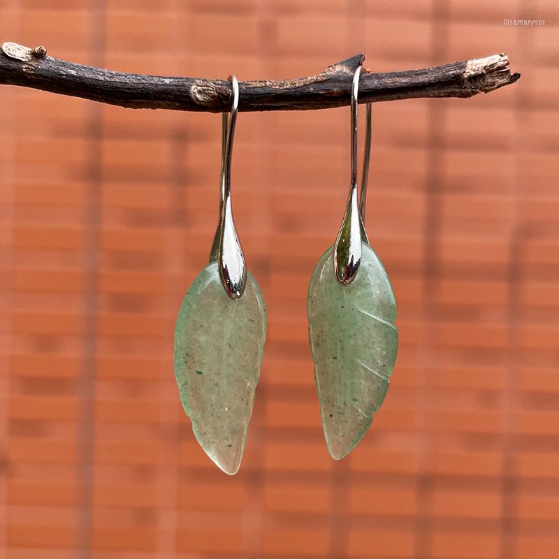 

Dangle Earrings Luxury Women Teardrop Aventurine Drop Earring Elegant Leaf Lady Jewelry Dropship Wholesale 4UN-E041