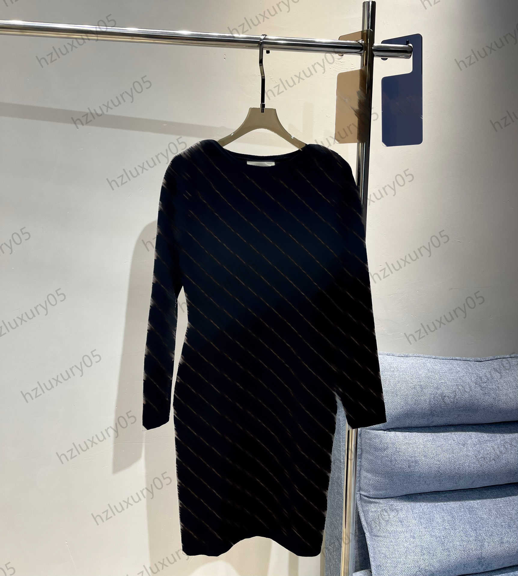 

Dress Womens Letter Jacquard Pure Wool Knit Dresses Elastic Fabric Round Neck Long Sleeves Slim Maxiskit Fashion Designer Brand Women Clothes, 15