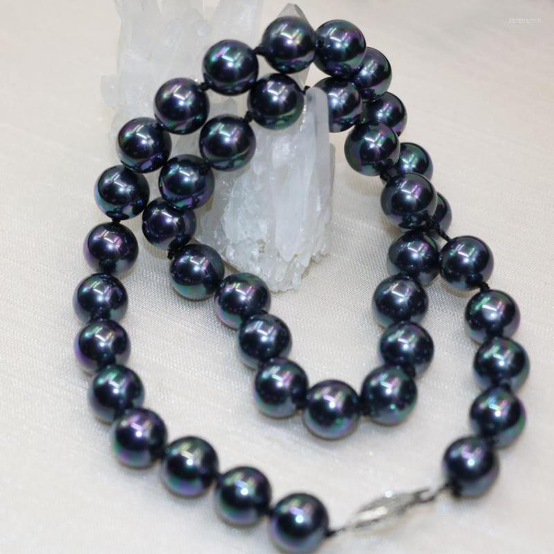 

Chains Wholesale Price Natural Black Shell Pearl 10mm Round Beads Necklace For Women Diy Choker Chain Elegant Gift Jewelry 18inch B2929