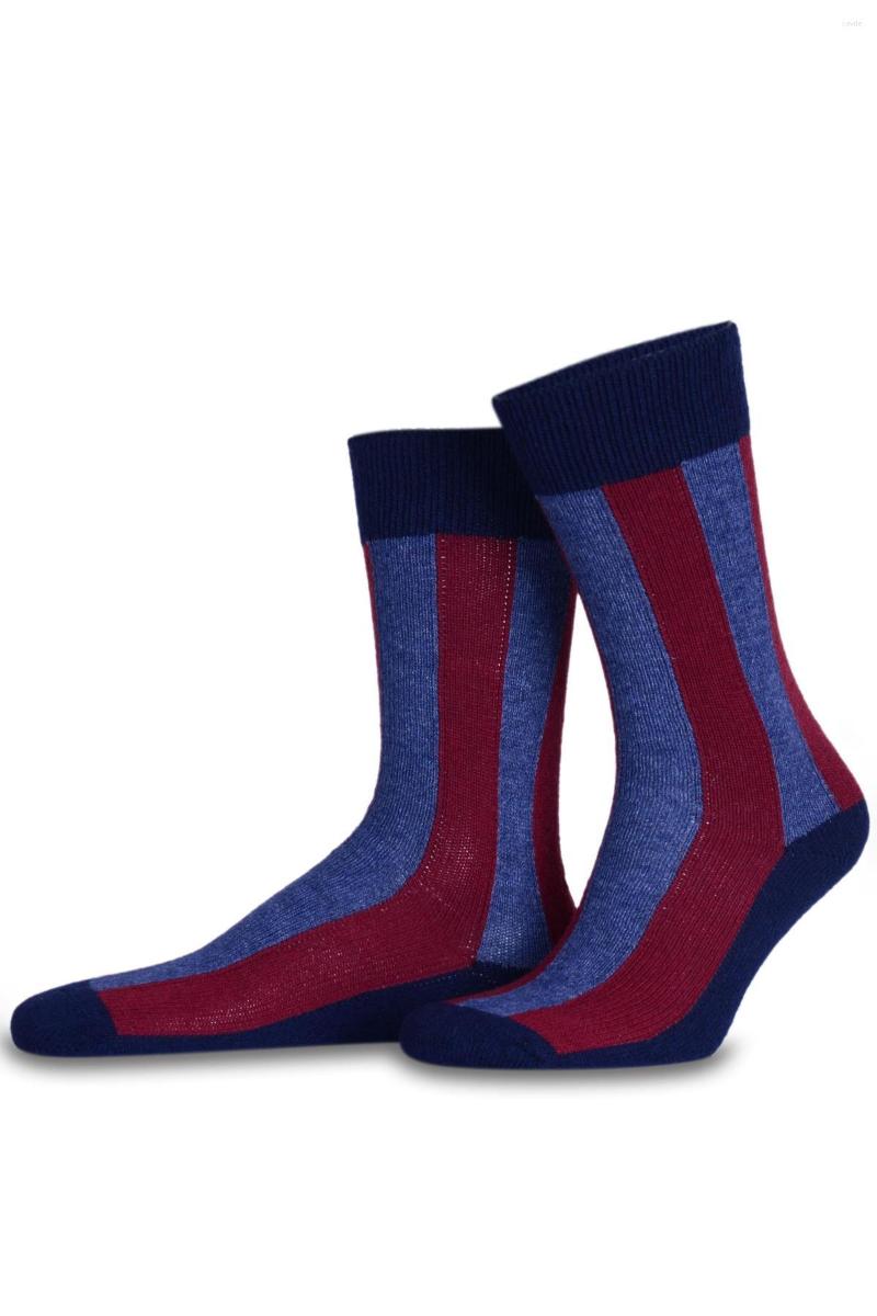 

Men's Socks Burgundy Perpendicular Line Pattern Winter Wool Socket, Multi