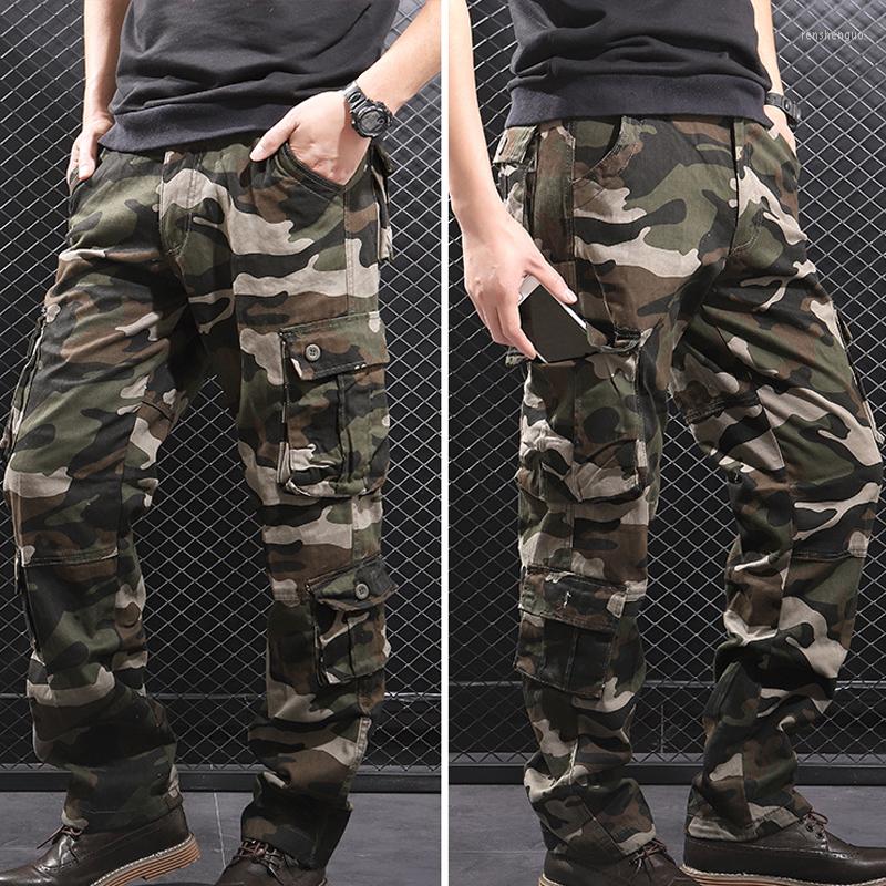 

Men's Pants Men Cotton Overalls Casual Trousers Size29-44 Camouflage Cargo For Military Tactical Multi Pocket Joggers MY328, Khaki