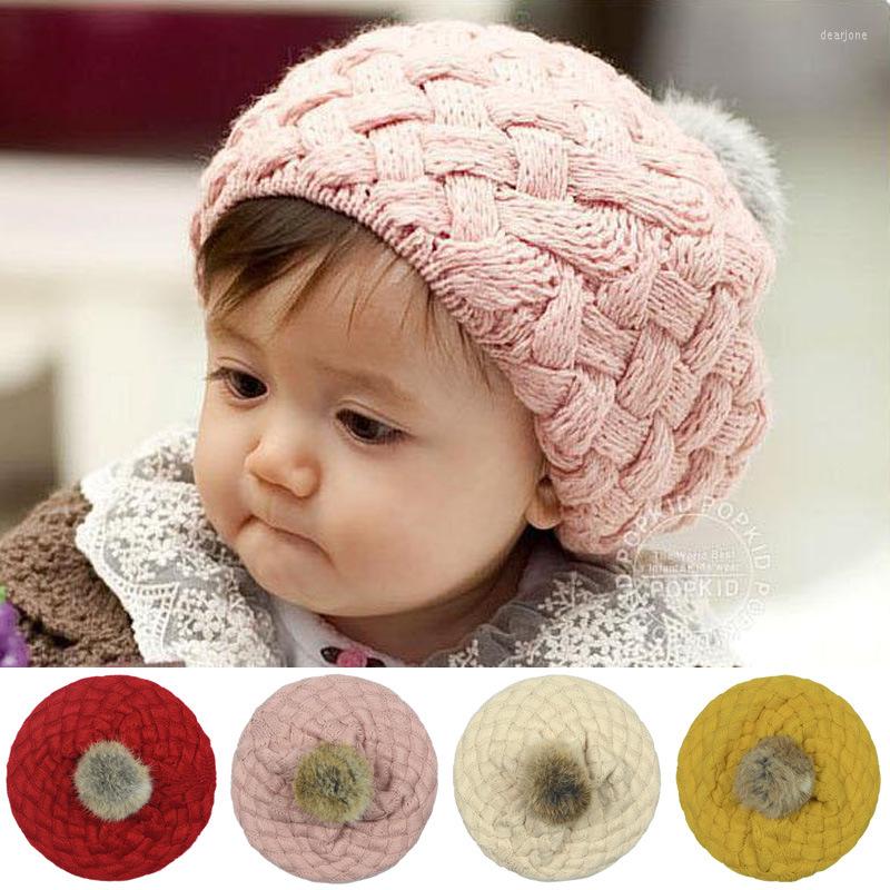 

Hats Unisex Baby Kids Winter Autum Hat Knit Crochet Beret Girl Cap For Children Cotton Warm Cute Beanie, Yellow