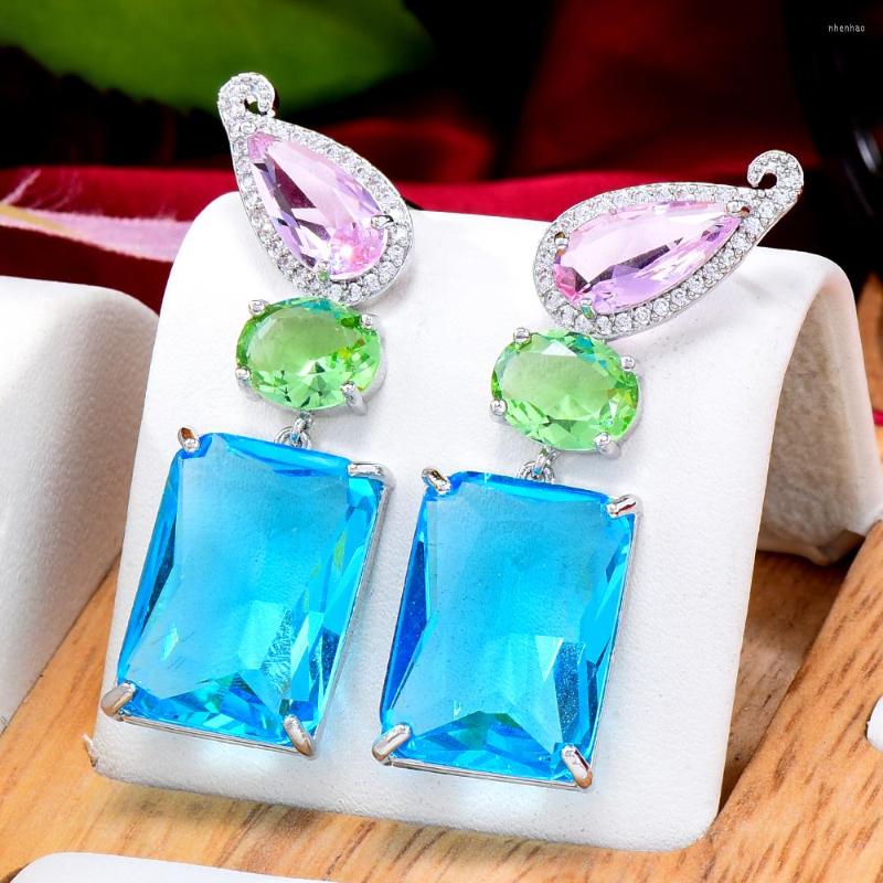 

Dangle Earrings Soramoore Luxury Square CZ Drop High Quality Cubic Zirconia European Wedding Party Show Gift Jewelry Original