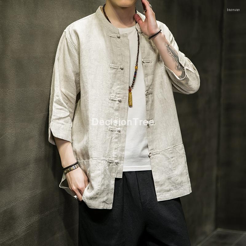

Ethnic Clothing 2022 Traditional Chinese Men Tang Suit Taichi Uniform Cotton Dragon Wushu Loose Male Kungfu Shirt Streetwear Outwear