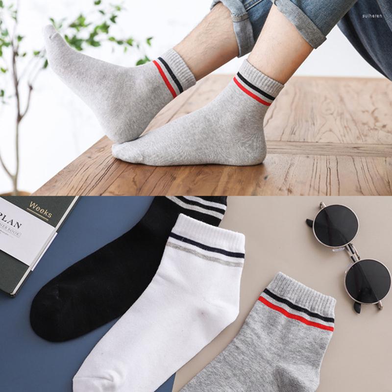 

Men's Socks DOIAESKV 2022 Cotton Casual Breathable High Quality Man Solid Crew Striped For Couple EU39-44, 3white stripe